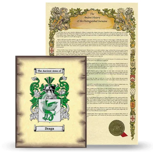 Draga Coat of Arms and Surname History Package