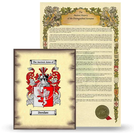 Dresher Coat of Arms and Surname History Package
