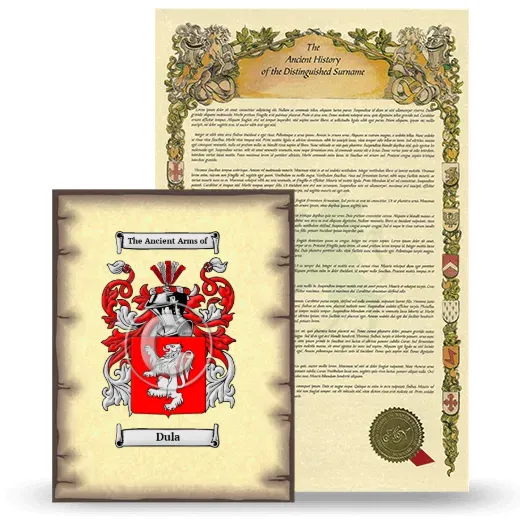 Dula Coat of Arms and Surname History Package