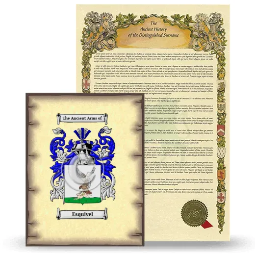 Esquivel Coat of Arms and Surname History Package