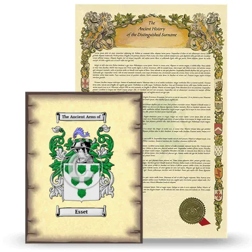 Esset Coat of Arms and Surname History Package