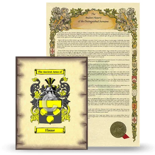 Flame Coat of Arms and Surname History Package