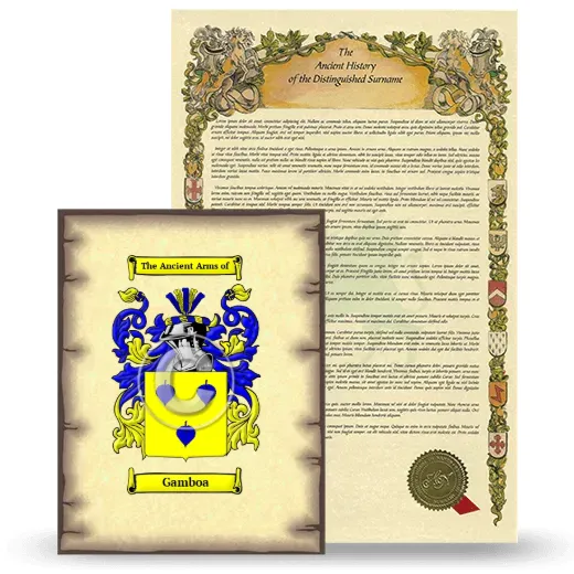 Gamboa Coat of Arms and Surname History Package