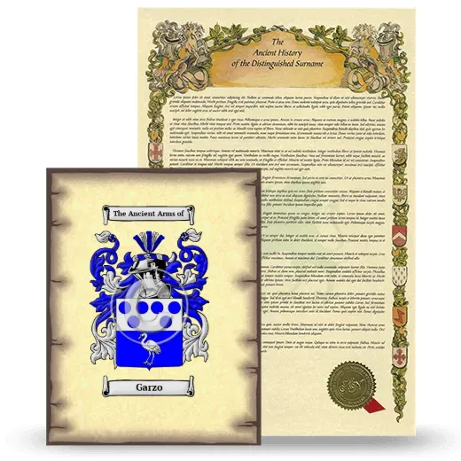 Garzo Coat of Arms and Surname History Package