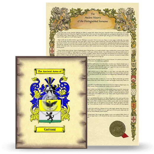 Gattoni Coat of Arms and Surname History Package