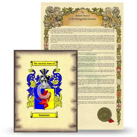 Gausser Coat of Arms and Surname History Package