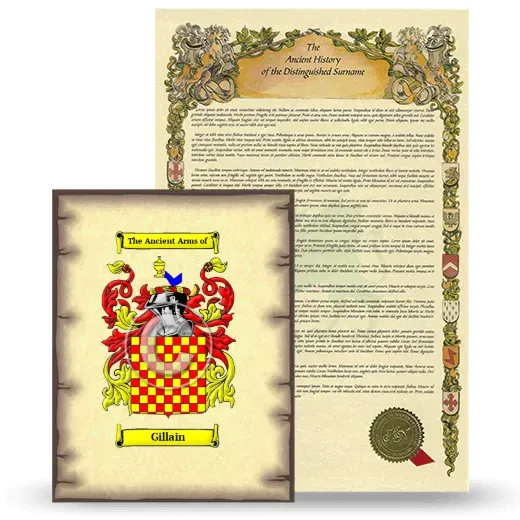 Gillain Coat of Arms and Surname History Package