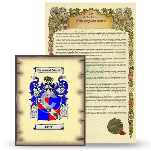 Grice Coat of Arms and Surname History Package