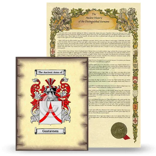 Gustavsen Coat of Arms and Surname History Package