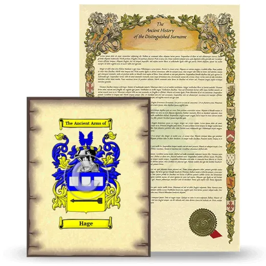 Hage Coat of Arms and Surname History Package