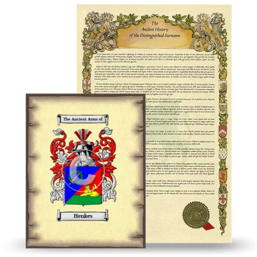Henkes Coat of Arms and Surname History Package