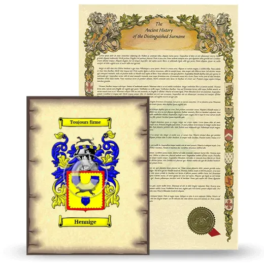 Hennige Coat of Arms and Surname History Package