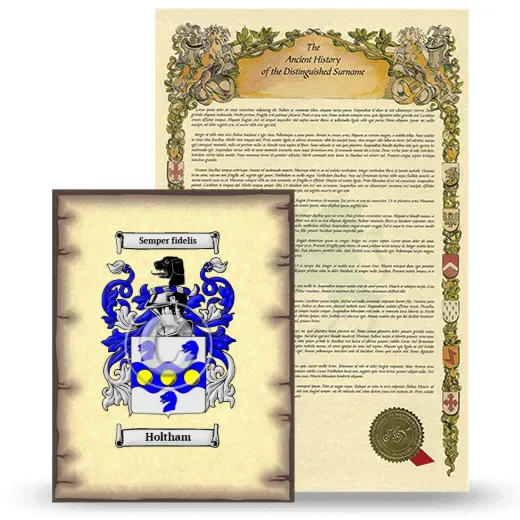 Holtham Coat of Arms and Surname History Package