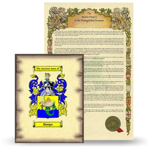 Huego Coat of Arms and Surname History Package