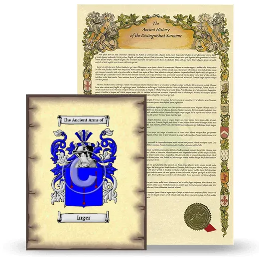 Inger Coat of Arms and Surname History Package