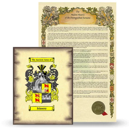 Irizarry Coat of Arms and Surname History Package