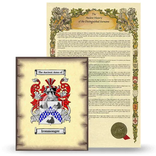 Ironmonger Coat of Arms and Surname History Package