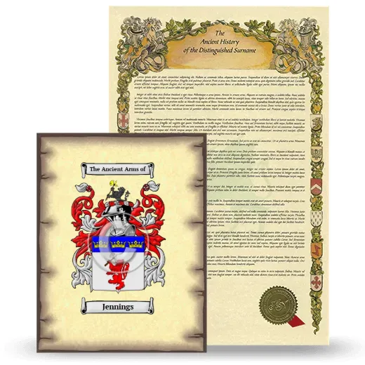 Jennings Coat of Arms and Surname History Package