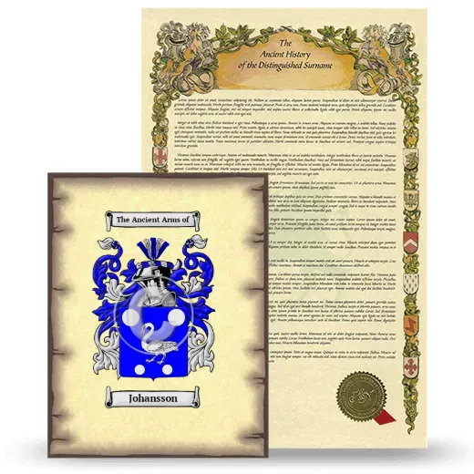Johansson Coat of Arms and Surname History Package