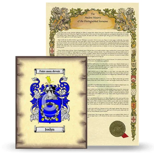 Joslyn Coat of Arms and Surname History Package