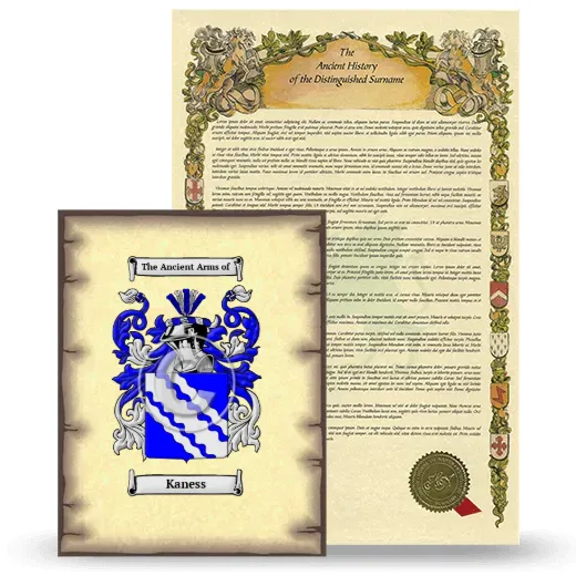 Kaness Coat of Arms and Surname History Package