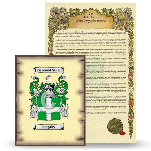 Kingsley Coat of Arms and Surname History Package