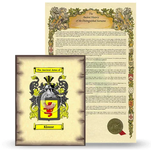 Klouse Coat of Arms and Surname History Package