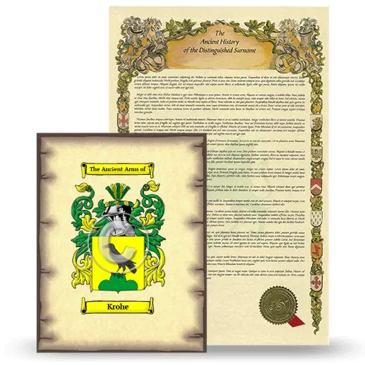 Krohe Coat of Arms and Surname History Package