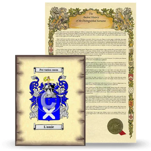 L'amie Coat of Arms and Surname History Package