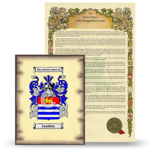 Lamkins Coat of Arms and Surname History Package