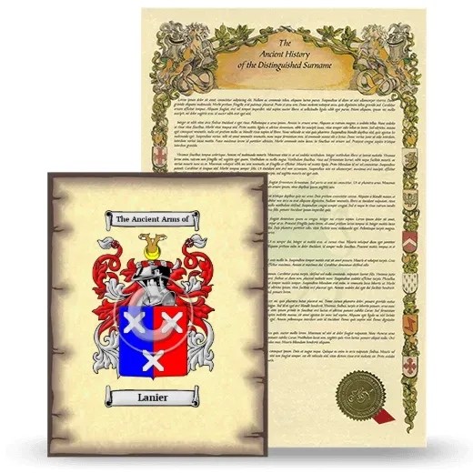 Lanier Coat of Arms and Surname History Package