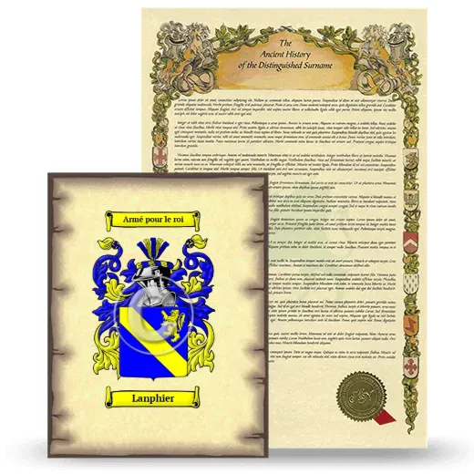 Lanphier Coat of Arms and Surname History Package