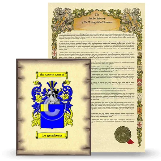 Le gendreau Coat of Arms and Surname History Package
