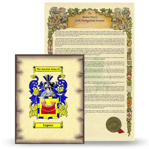 Lopers Coat of Arms and Surname History Package
