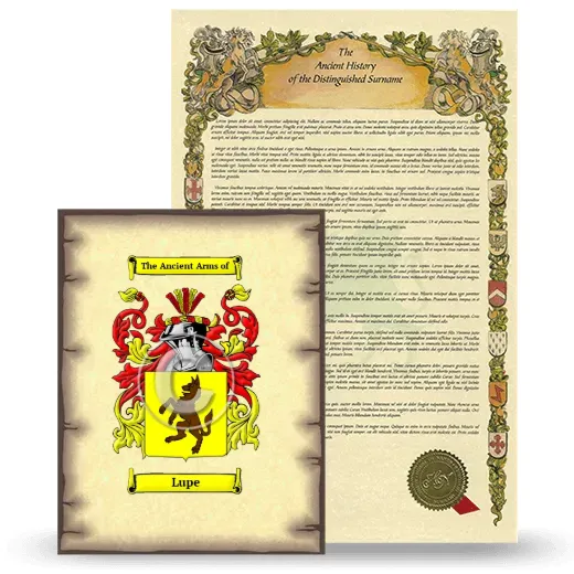 Lupe Coat of Arms and Surname History Package