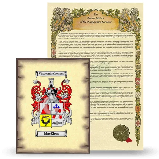 MacKlem Coat of Arms and Surname History Package