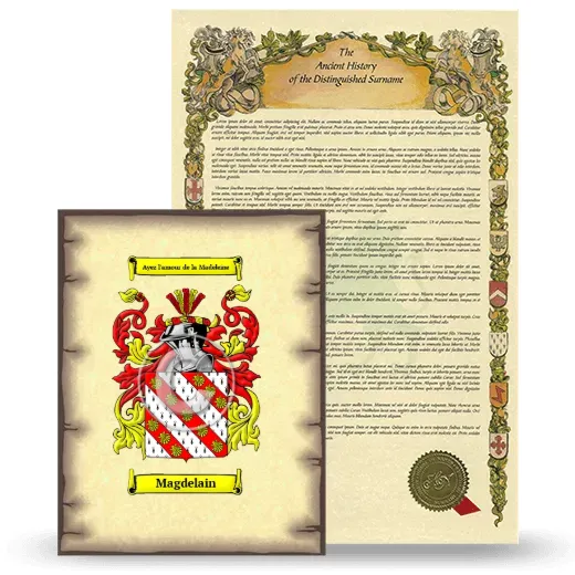 Magdelain Coat of Arms and Surname History Package