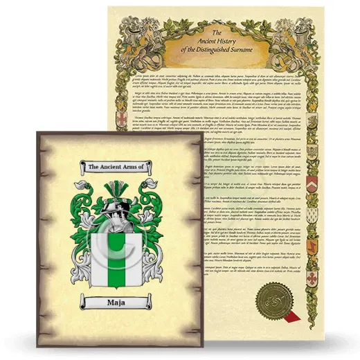 Maja Coat of Arms and Surname History Package