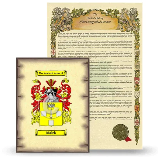Malek Coat of Arms and Surname History Package
