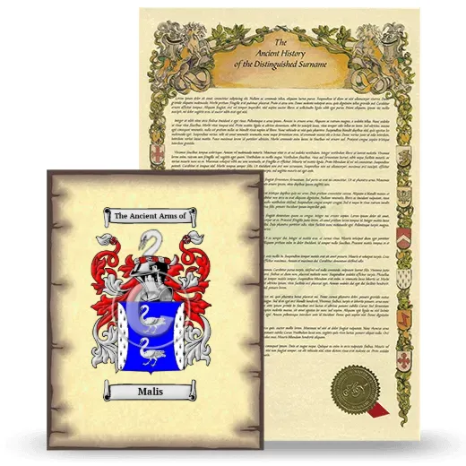 Malis Coat of Arms and Surname History Package