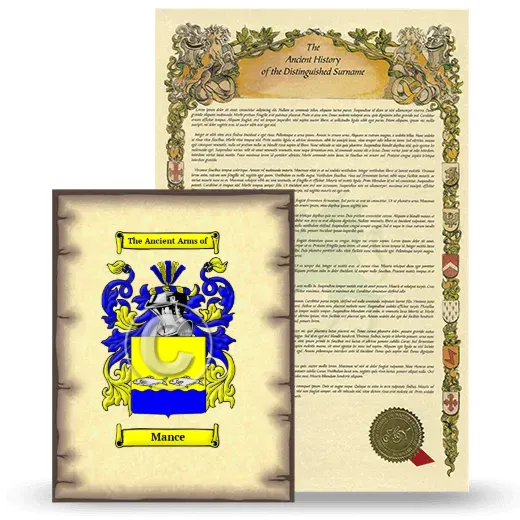 Mance Coat of Arms and Surname History Package