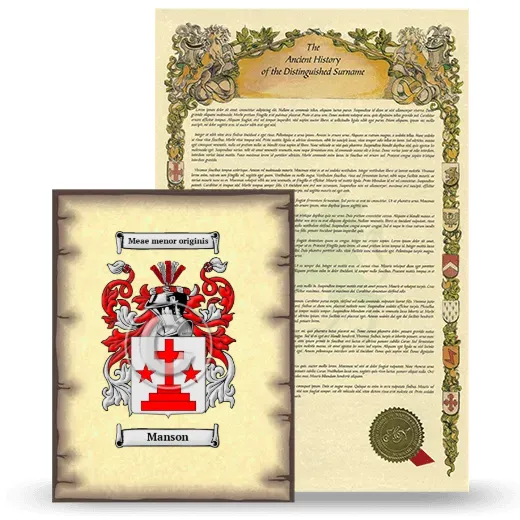 Manson Coat of Arms and Surname History Package