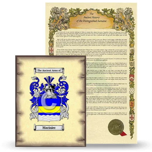 Marinier Coat of Arms and Surname History Package