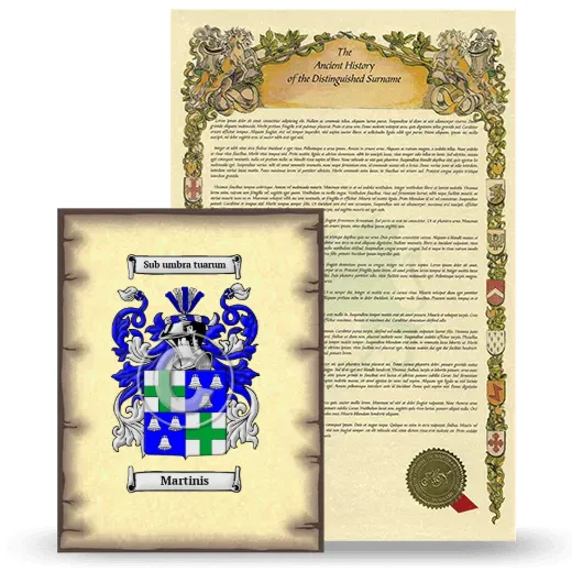 Martinis Coat of Arms and Surname History Package
