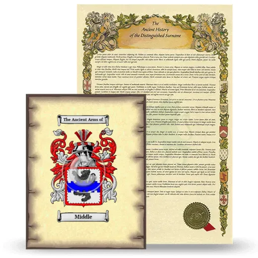 Middle Coat of Arms and Surname History Package