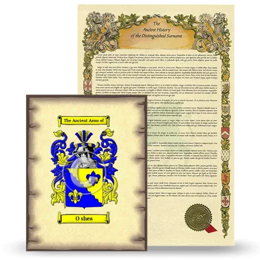 O shea Coat of Arms and Surname History Package