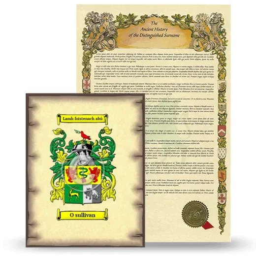 O sullivan Coat of Arms and Surname History Package