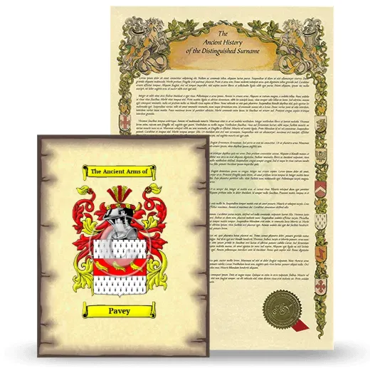 Pavey Coat of Arms and Surname History Package