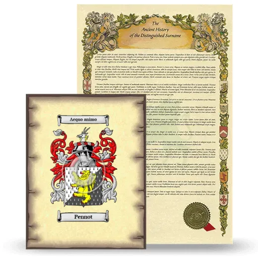 Pennot Coat of Arms and Surname History Package