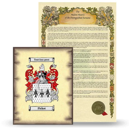 Pickot Coat of Arms and Surname History Package